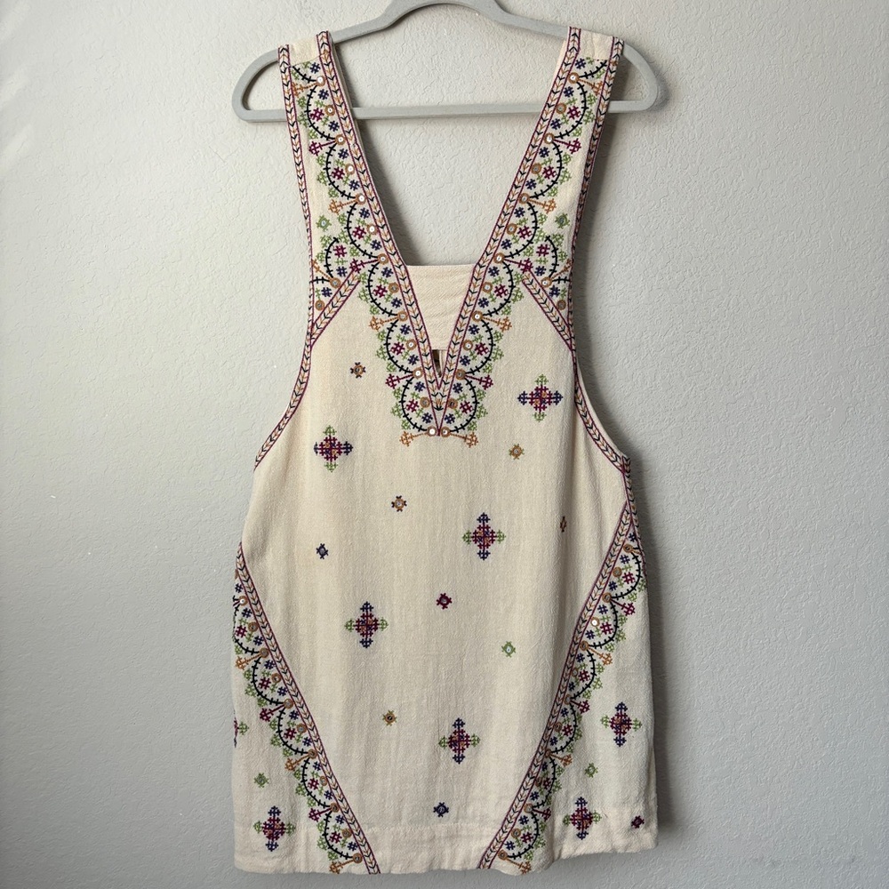 Free People Boho Embroidered Never Been Beige Mini Dress - Picture 2 of 14